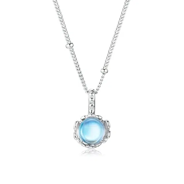 【S925纯银 招财招桃花】 七七银饰 白月光 梦幻甜美氛围感 精致小众设计感在逃公主精致浪漫简约温柔气质百搭#好运 琉璃 项链 女款