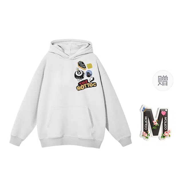 棉购 潮流美式连帽秋冬季设计感卡通印花大码加绒加厚宽松重磅卫衣 男女同款