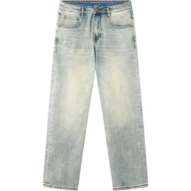 希越 宽松百搭直筒复古痞帅潮牌牛仔裤 男款