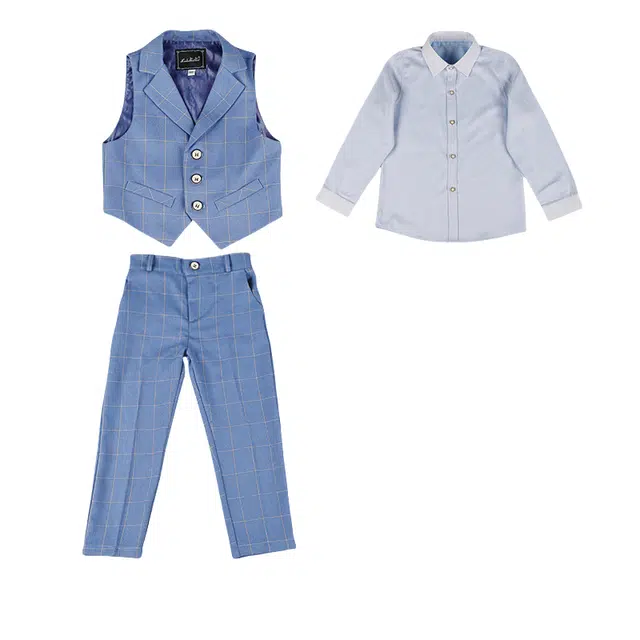 俞兆林儿童礼服 柔软男童马甲套装夏季短袖演出演讲宝宝周岁花童