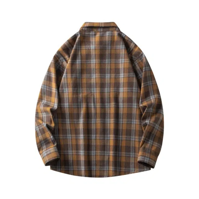 太子龍 美式复古拼接撞色慵懒格子宽松休闲百搭学员风通勤舒适翻领纽扣长袖青少年衬衫 男款