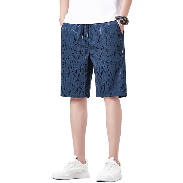 炳盛 薄款提花直筒百搭透气休闲短裤 男女同款