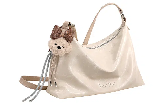 TOUTOU Retro Dog Pendant Shoulder Bag Chocolate Cream