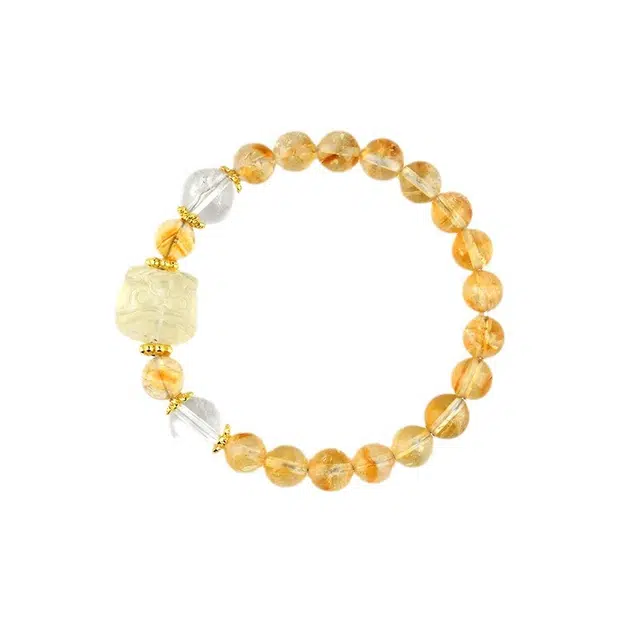 遇点 醒狮手链 #好运小众轻奢风新中式国潮气质精致简约百搭手饰品天然 黄水晶 手串 女款