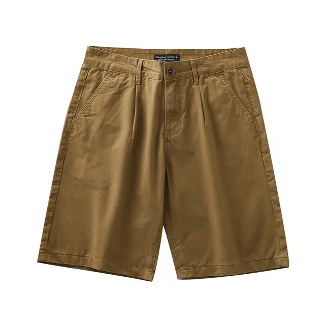 杜克恩 美式复古纯棉直筒中腰五分裤子夏季卡其色休闲宽松潮牌工装短裤 男女同款
