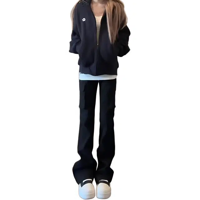 黑马漫画 美式高街多口袋微喇裤男牛仔裤 男女同款