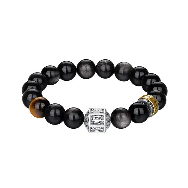 【时来运转】 七可 幸运六顺 守护转运珠 新中式国风八方来财幸运纳福能量磁场 祥瑞赐福轻奢百搭#好运天然 黑曜石 手串 男款