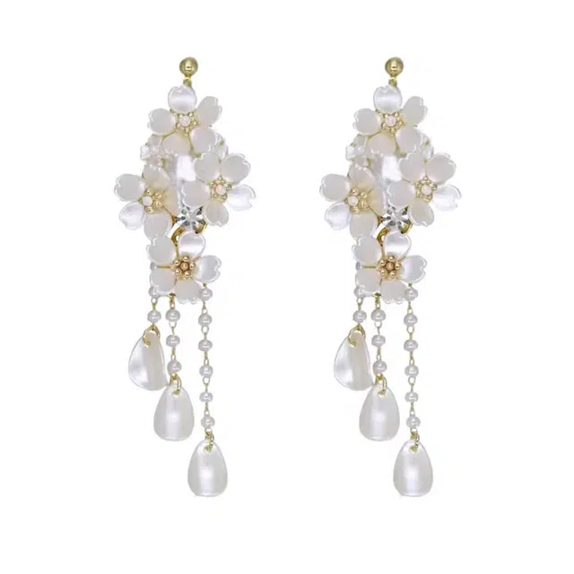 澜耀 花间絮语流苏 森系花朵小众设计 铜合金 耳环 女款