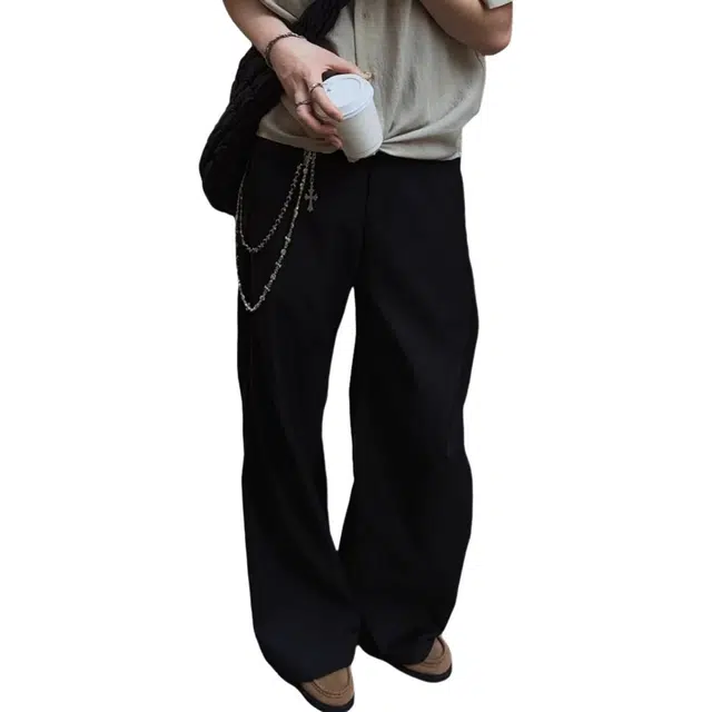 冈哉 美式透气直筒西裤个性户外垂感设计基础款简约纯色凉感亲肤无性别主义时尚百搭日常通勤长裤休闲裤 男女同款