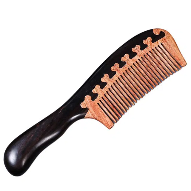 得笙陌 榫卯拼色国潮工艺品按摩 紫光檀 梳子 男女同款情侣款