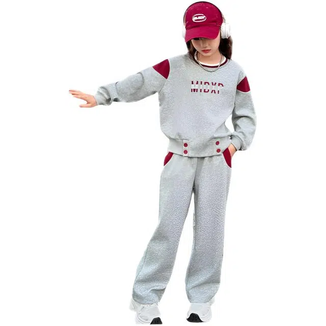 比比我休闲运动套装  女童春秋季绣花字母大童潮牌小孩衣服 小女孩长袖洋气时髦 舒适帅气轻便