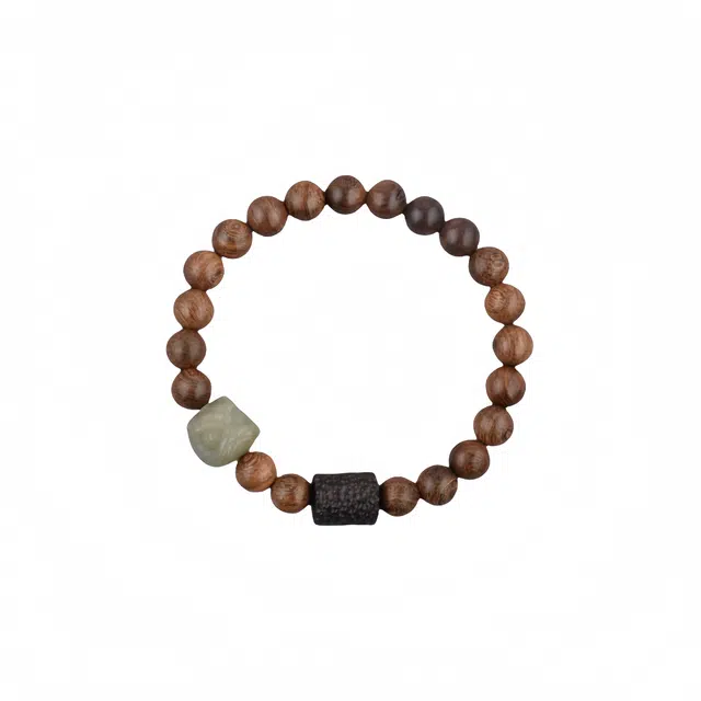 子婳 新中式国潮醒狮文玩盘玩木质佛珠招财转运珠复古简约百搭手饰#好运 金丝檀木 手串 男女同款情侣款