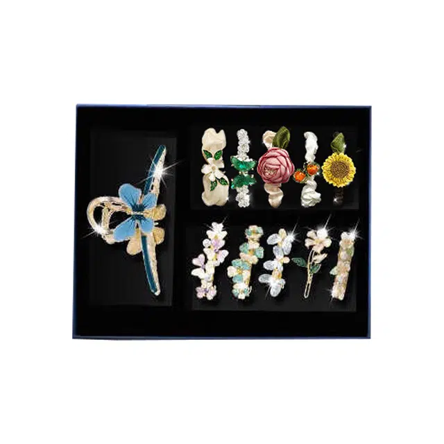 妖娆猫 一周星期头饰套装礼盒高级感鲨鱼夹发卡创意实用高级感儿童女生 合金 抓夹 女款