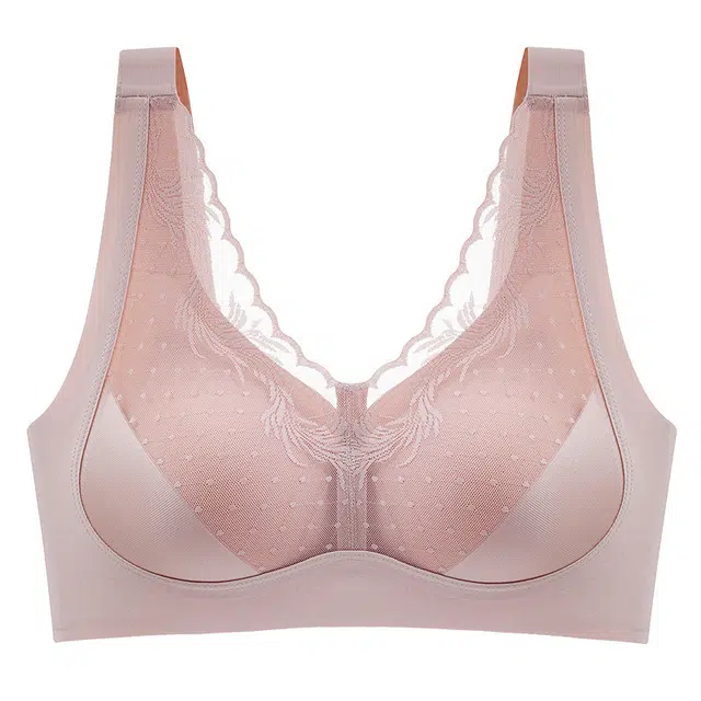 花蔓色 泰国乳胶内衣背心式休闲透气舒适大肩带性感蕾丝睡眠瑜伽运动文胸罩 女款