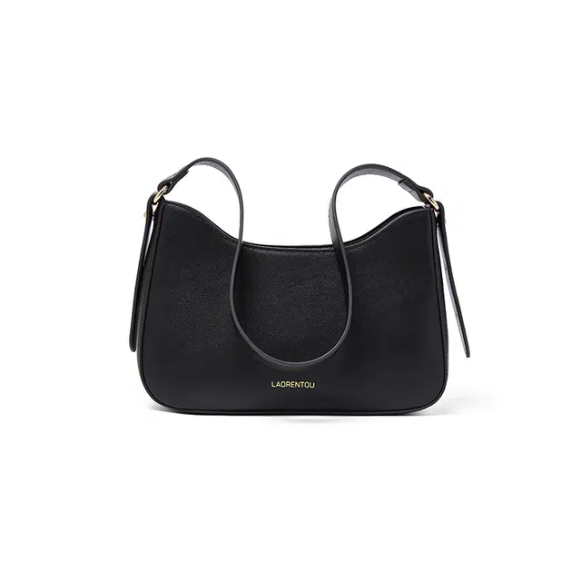 老人头 百搭法式小众设计高级感通勤腋下包 合成革 单肩包 常规 女款 黑色