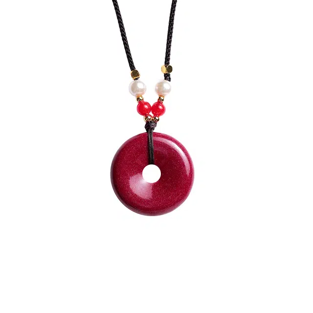 梨云暮雪 【幸运】 设计款手工编绳 中国红平安扣 紫金砂 本命年 平平安安#好运 朱砂 项链 男女同款情侣款