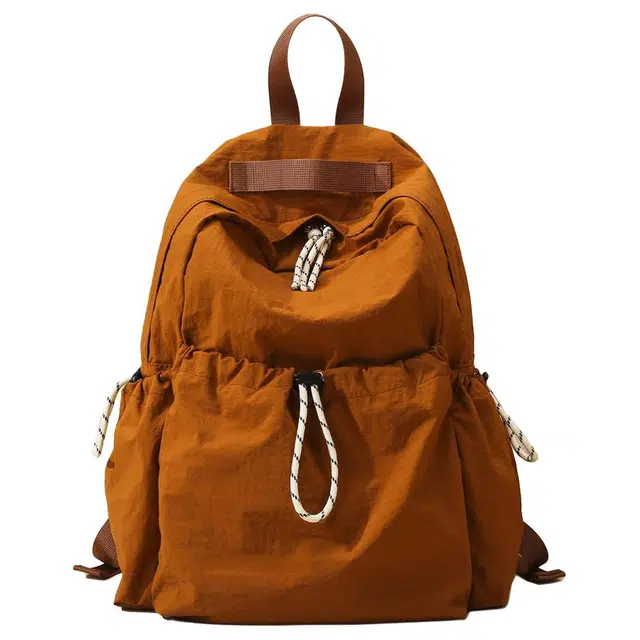 森马 旅行背包简约休闲日系初中高中大学百搭 牛津布 双肩包 男女同款情侣款 棕色/灰色/米白色/黑色