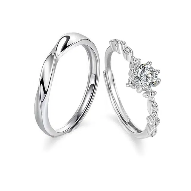 琉堇 恋爱频率对戒 璀璨闪耀小众梦幻潮流开口可调节 浪漫约会告白百搭首饰 轻奢简约日常通勤情侣对戒 合金 锆石戒指 男女同款情侣款