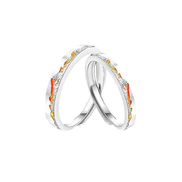 福柚 【免费刻字 】日照金山对戒轻奢小众高级氛围感简约设计甜蜜饰爱个性时尚日常通勤精致精美礼盒可调节 铜 戒指 男女同款情侣款