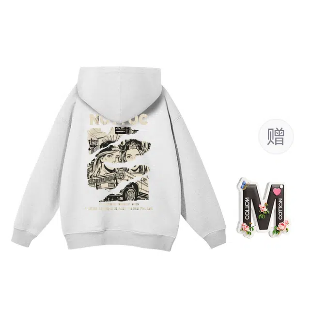 棉购 潮牌美式宽松复古连帽重磅卡通卫衣 男女同款