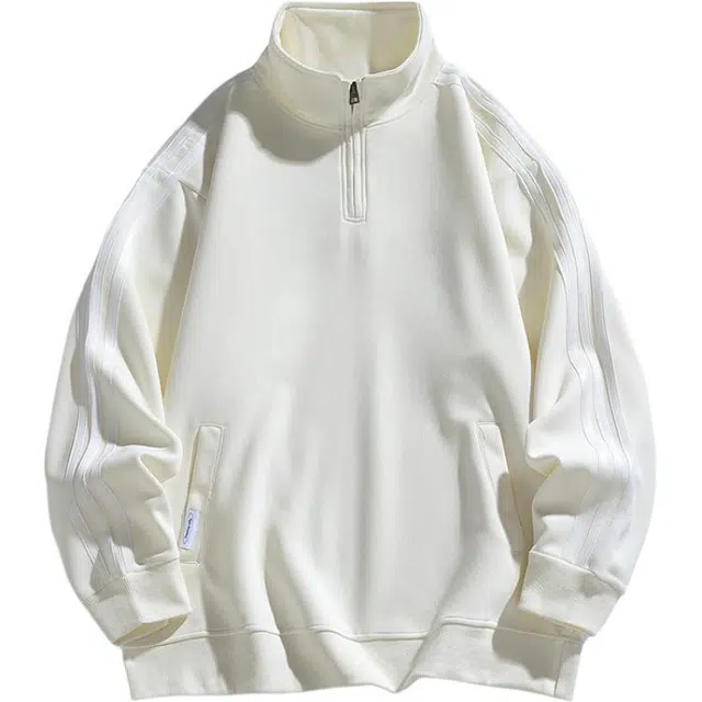 华夏儿女 夏季薄款高街潮牌半拉链套头拼接上衣美式潮流宽松百搭休闲卫衣 男款