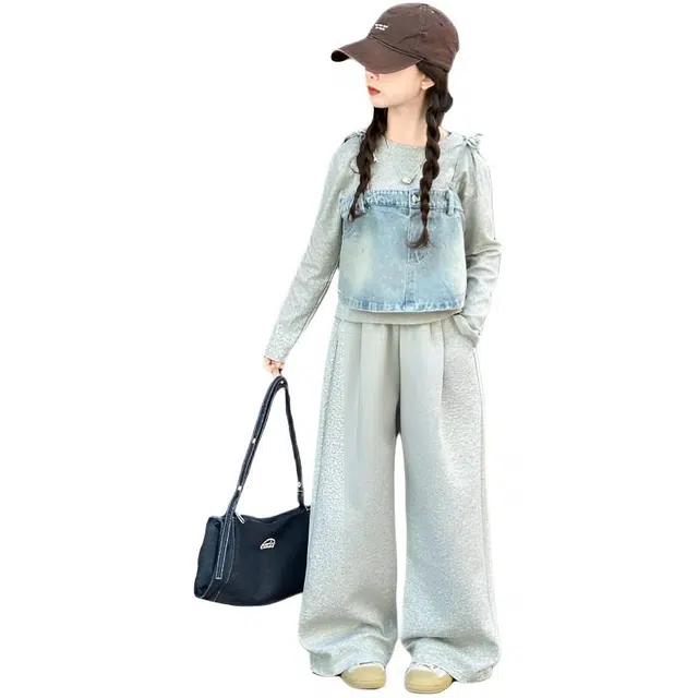 比比我休闲运动套装  女童春秋季炸街大童潮牌小孩衣服 小女孩长袖洋气时髦 舒适帅气轻便