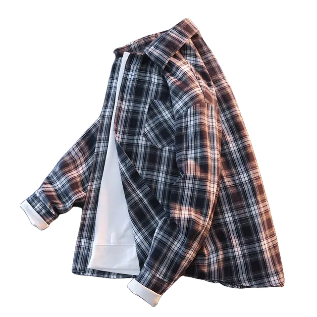 半空山 港风复古潮牌经典格子设计感宽松可外穿休闲百搭情侣衬衫 男女同款