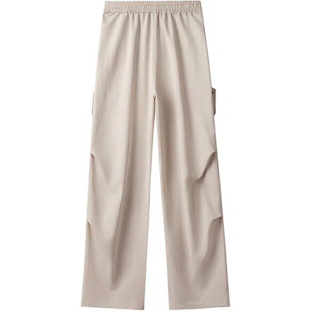 特斯型 美式高街夏季薄款伞兵工装裤潮牌褶皱设计感冰丝速干运动休闲裤 男女同款