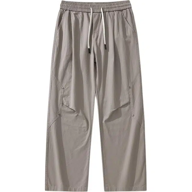 海底小纵队 美式潮流立体褶皱铆钉设计感显瘦宽松长裤高街复古百搭显高直筒阔腿裤户外耐磨纯棉舒适透气休闲裤 男女同款