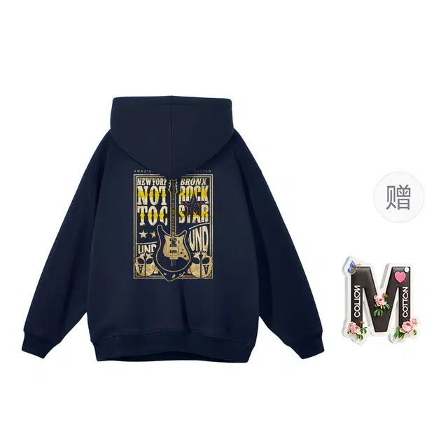 棉购 休闲街头风复古连帽秋冬加绒加厚情侣外套卫衣 男女同款