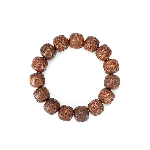 天纵 【招财进宝】八方来财 雕刻祥瑞貔貅吞金兽转运珠 新中式复古国潮文玩转运 修身养性定心念珠#好运 花梨木 手串 男款