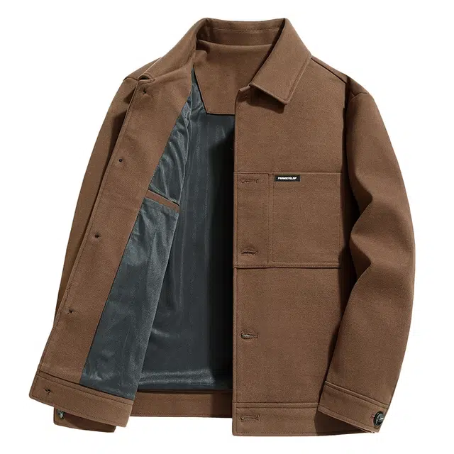 卡丹狄诺 行政立体剪裁户外短款抗皱翻领单排扣挺括肩型商务简约纯色防风耐磨休闲通勤长袖夹克 男款