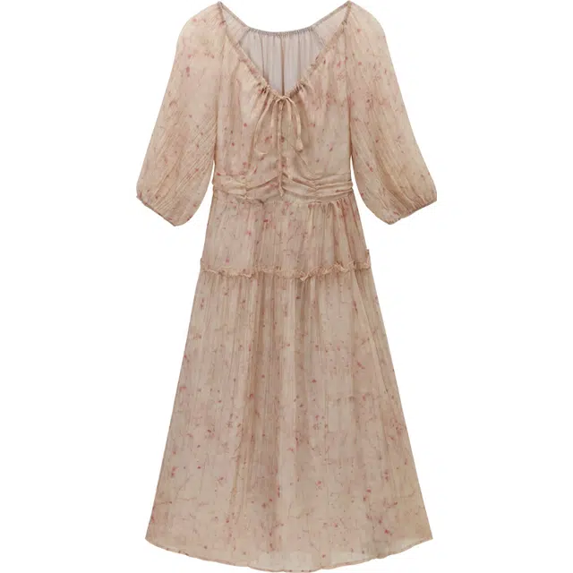 谜秀 显瘦 时尚 温柔 有气质 清新长袖连衣裙 女款