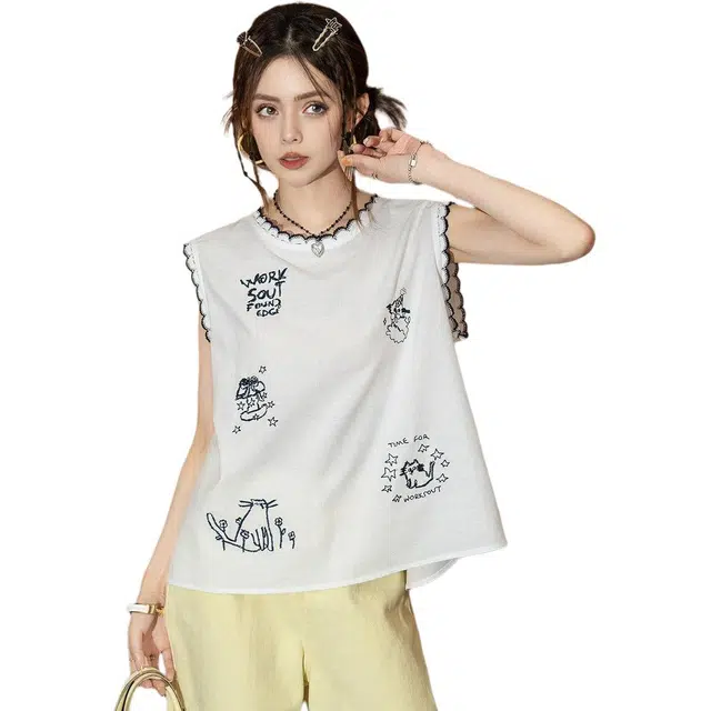 法文箱子 简约优雅百搭无袖衬衫 女款