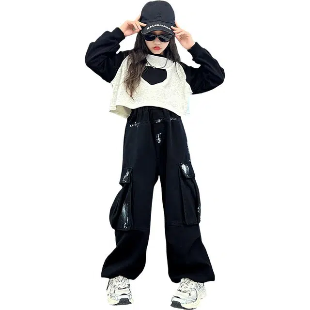 帕兰朵 休闲运动套装 时尚潮流爱心个性印染工装套 青少年