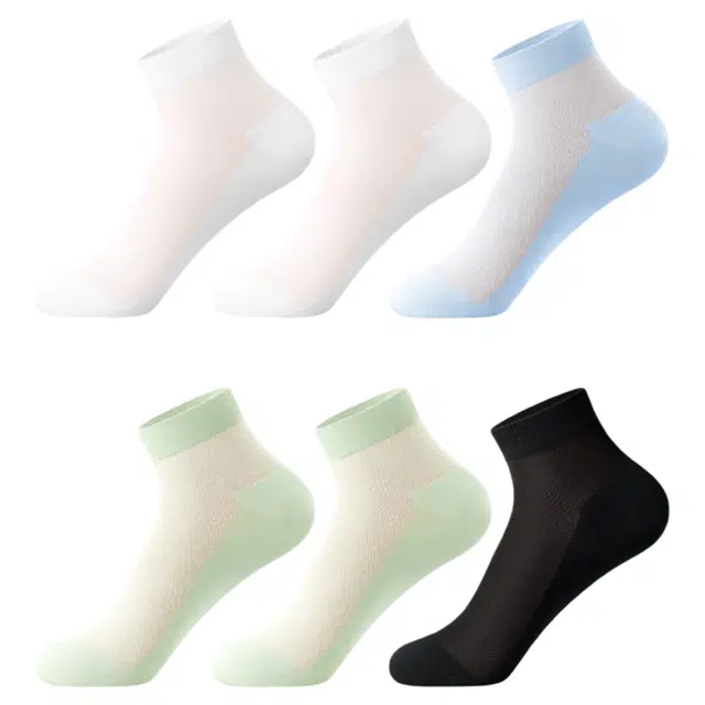 潞优野 轻盈简约时尚袜子轻薄透气款纯棉防臭全棉袜网眼设计夏季短袜 女款