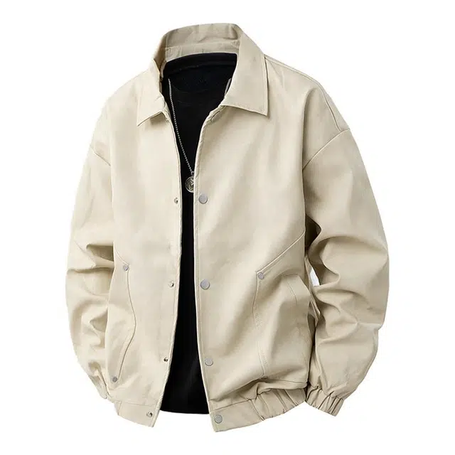 金盾 潮流皮衣宽松翻领夹克外套 男款