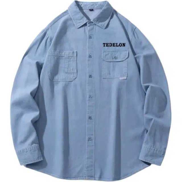 太子龍 美式高街复古工装简约百搭宽松翻领落肩休闲长袖多口袋设计青少年衬衫 男款