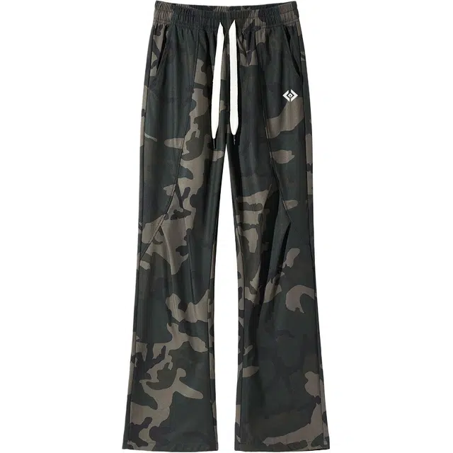 加菲猫家族 美式潮流高街时尚百搭直筒阔腿垂感宽松迷彩长裤无性别主义日常简约通勤出行舒适亲肤透气休闲裤 男女同款