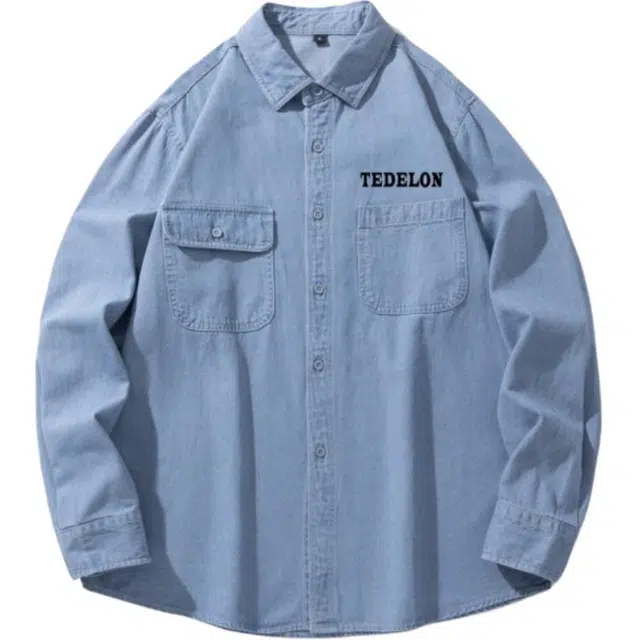 太子龍 美式高街复古纯色长袖水洗宽松翻领百搭休闲通勤薄款青少年牛仔外套 男款