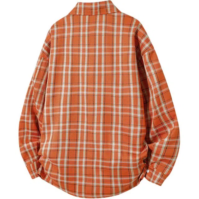 佐菲利 多巴胺美式格子衬衣中长款防晒宽松休闲情侣款薄外套衬衫 男女同款