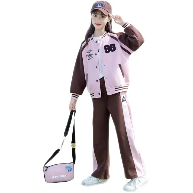 比比我休闲运动套装  女童春秋季韩版 百搭 亲肤大童潮牌小孩衣服 小女孩长袖洋气时髦 舒适帅气轻便