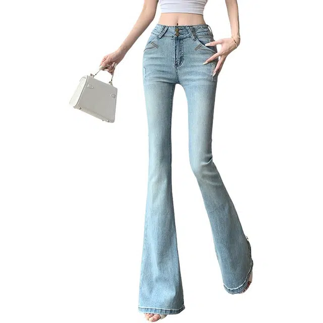 黛尔佳人 气质优雅百搭时尚牛仔裤 女款