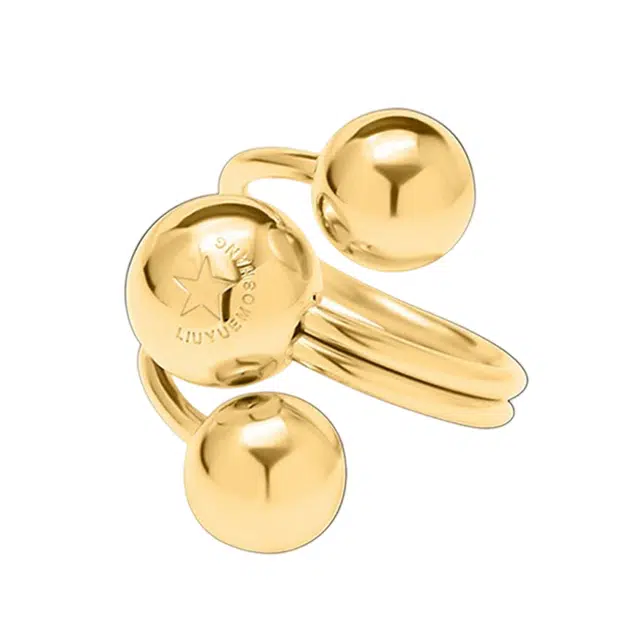 栖花漫语 欧美创意设计简约几何五角星图形 钛钢 戒指 女款