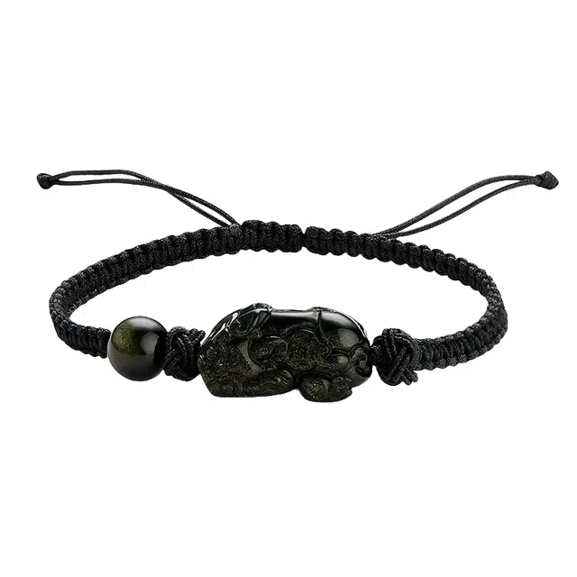 宣华意 新中式国风时尚复古高级感配饰 招财貔貅 转运珠#好运 黑曜石 手绳 男女同款情侣款