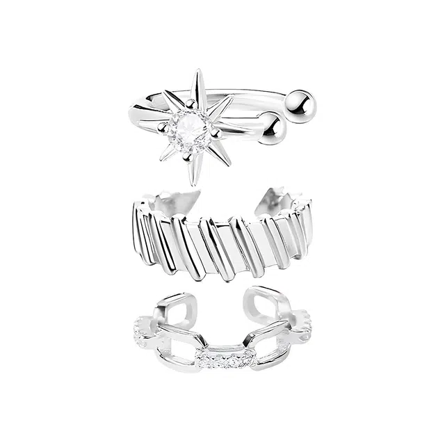 希遇 韧银晶芒耳饰优雅设计感 轻奢小众设计时尚简约风 日常通勤百搭 合金 耳夹 男女同款情侣款