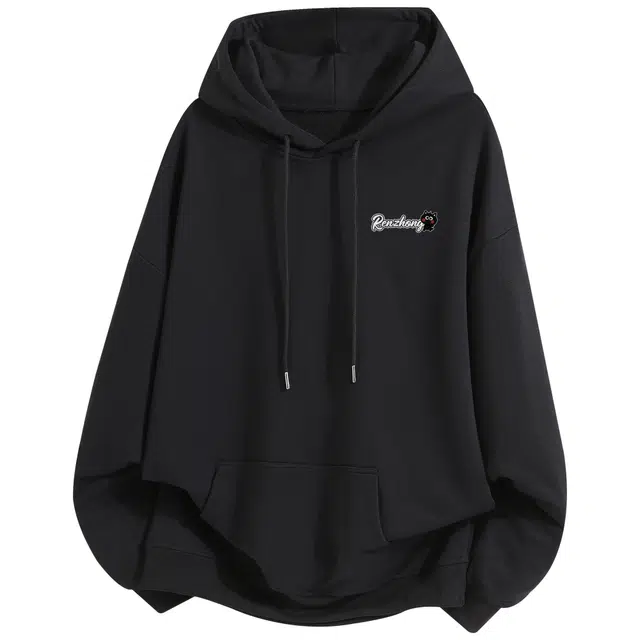 吾皇猫 原创美式复古高街简约基础款学院风字母印花连帽上衣潮流潮牌休闲宽松时尚百搭舒适长袖卫衣 男女同款