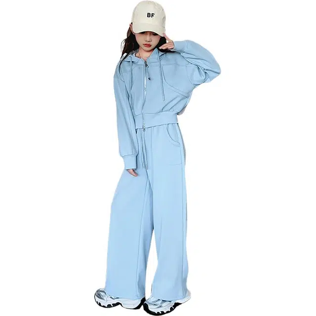 帕兰朵休闲运动套装 潮流时尚洋气百搭女童卫衣卫裤针织两件套 青少年