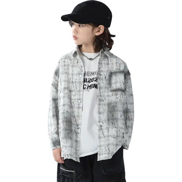 帕兰朵休闲衬衫 潮流时尚百搭格子喷印运动外套 青少年