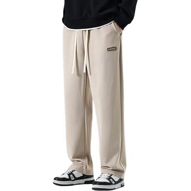 前进牛 美式极简风潮牌户外健身直筒垂感情侣美式宽松百搭运动休闲裤 男女同款